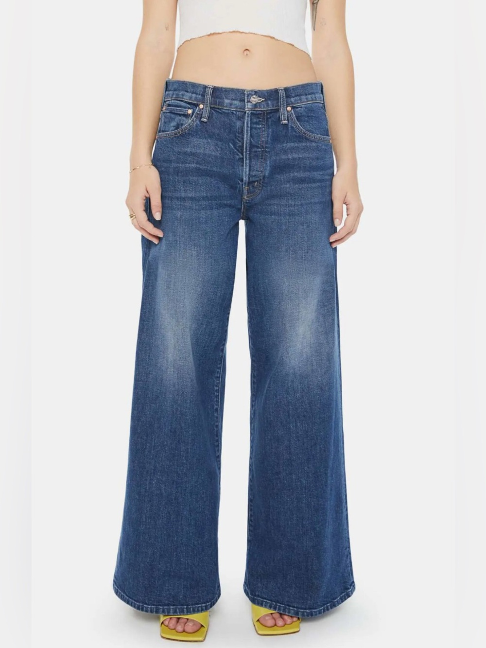 Mother Superior Lil Ditcher Roller Sneak Wide Leg Jeans 32